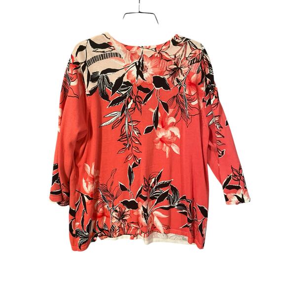 CJ Banks Melon, Black & White Floral Print Cardigan – 100% Cotton – Size XL‎ - Picture 2 of 5